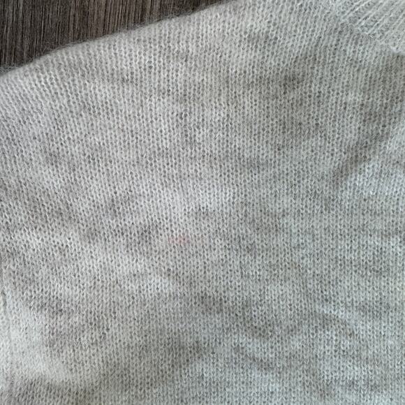 Madewell Alpaca-Blend Mockneck Puff Sleeve Sweater SZ XS Heather Alabaster Crop - Picture 5 of 8